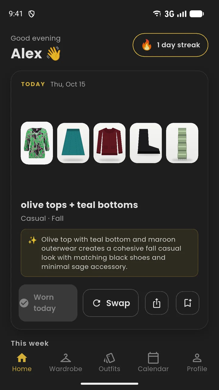 Android: today's outfit picked by Mira